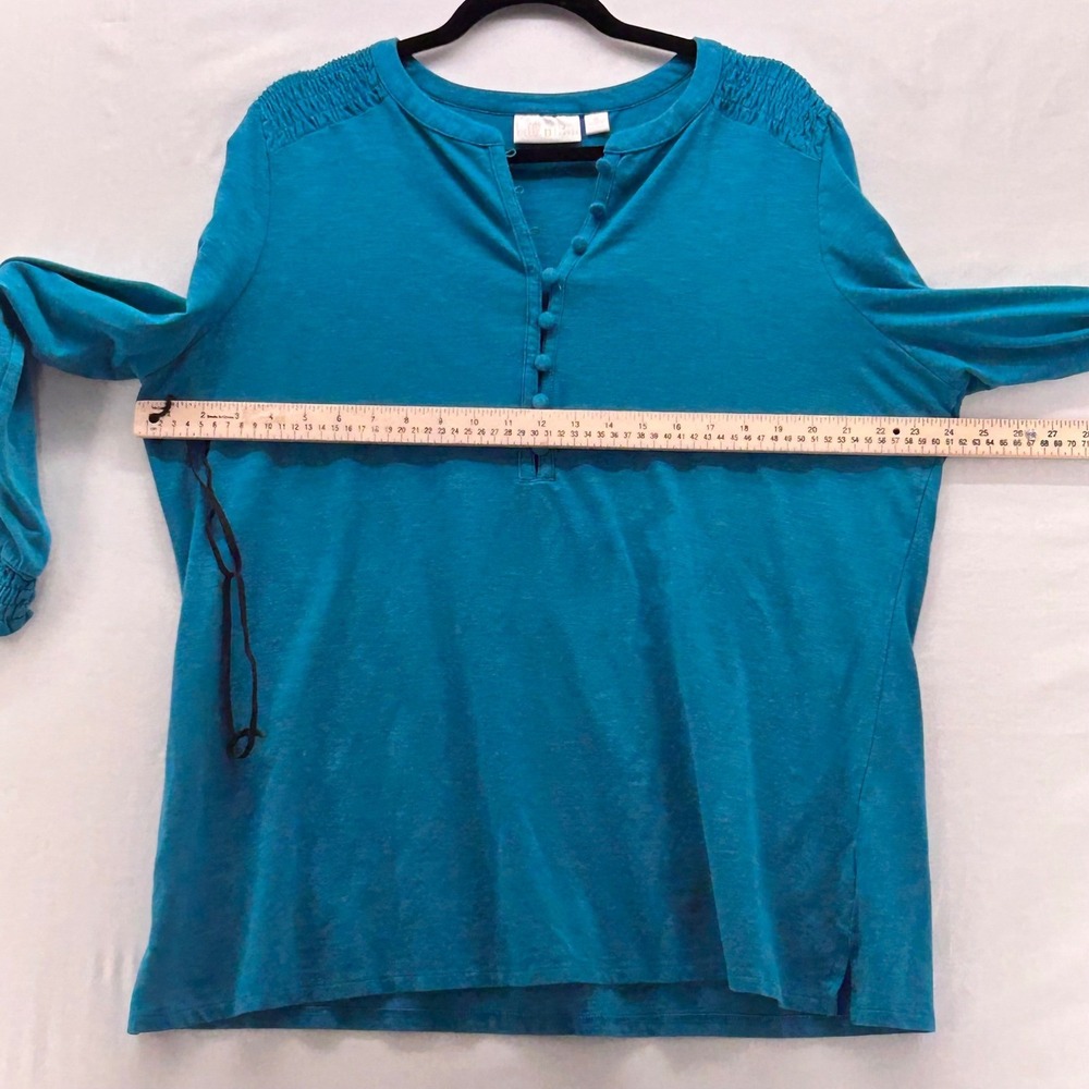 Belle by Kim‎ Gravel Tunic Top Teal 1X - Picture 10 of 13